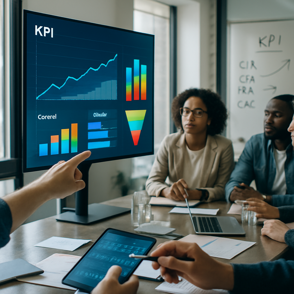 Supporting visual showing KPI graphs and marketing analytics